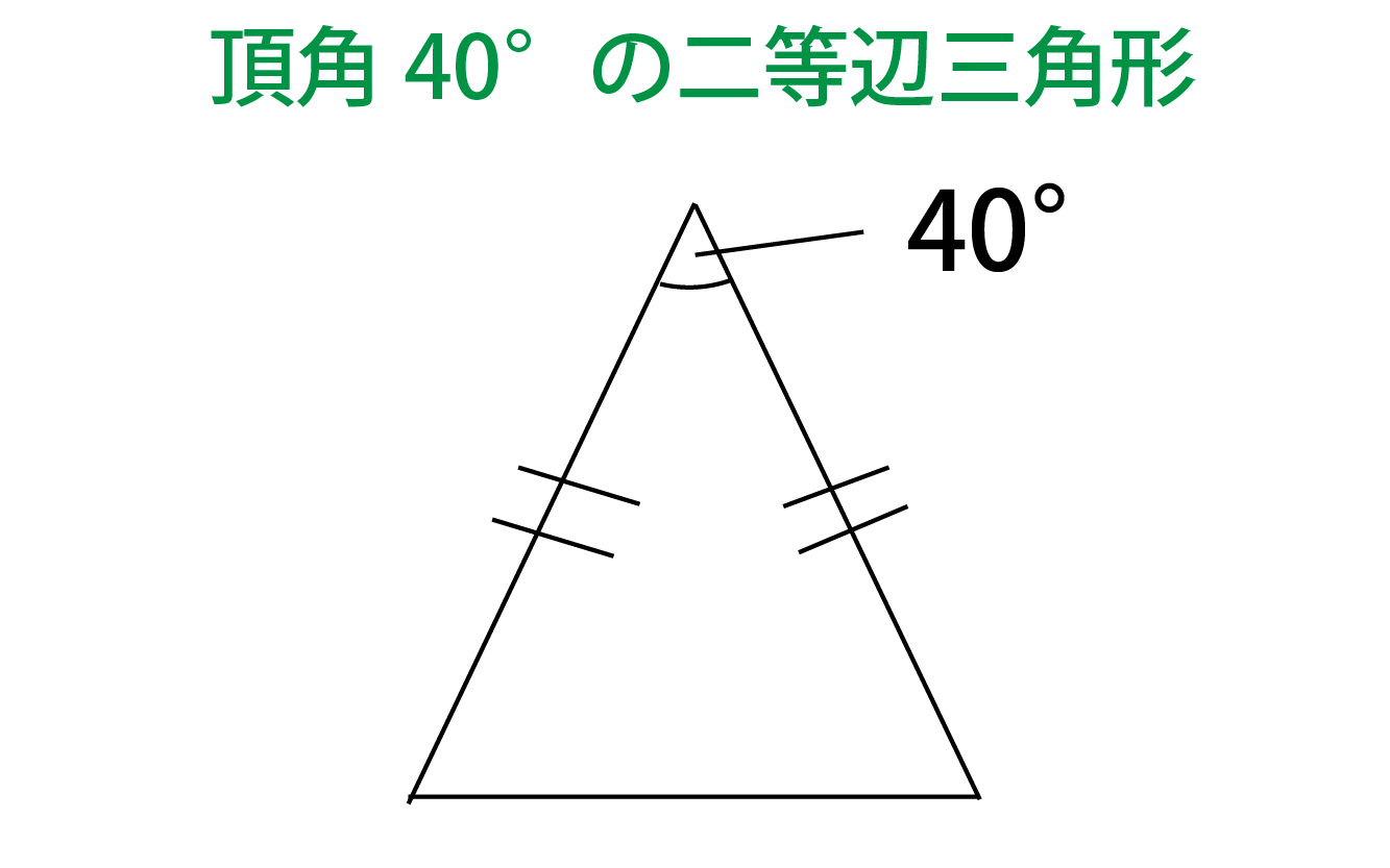 頂角が40°の二等辺三角形