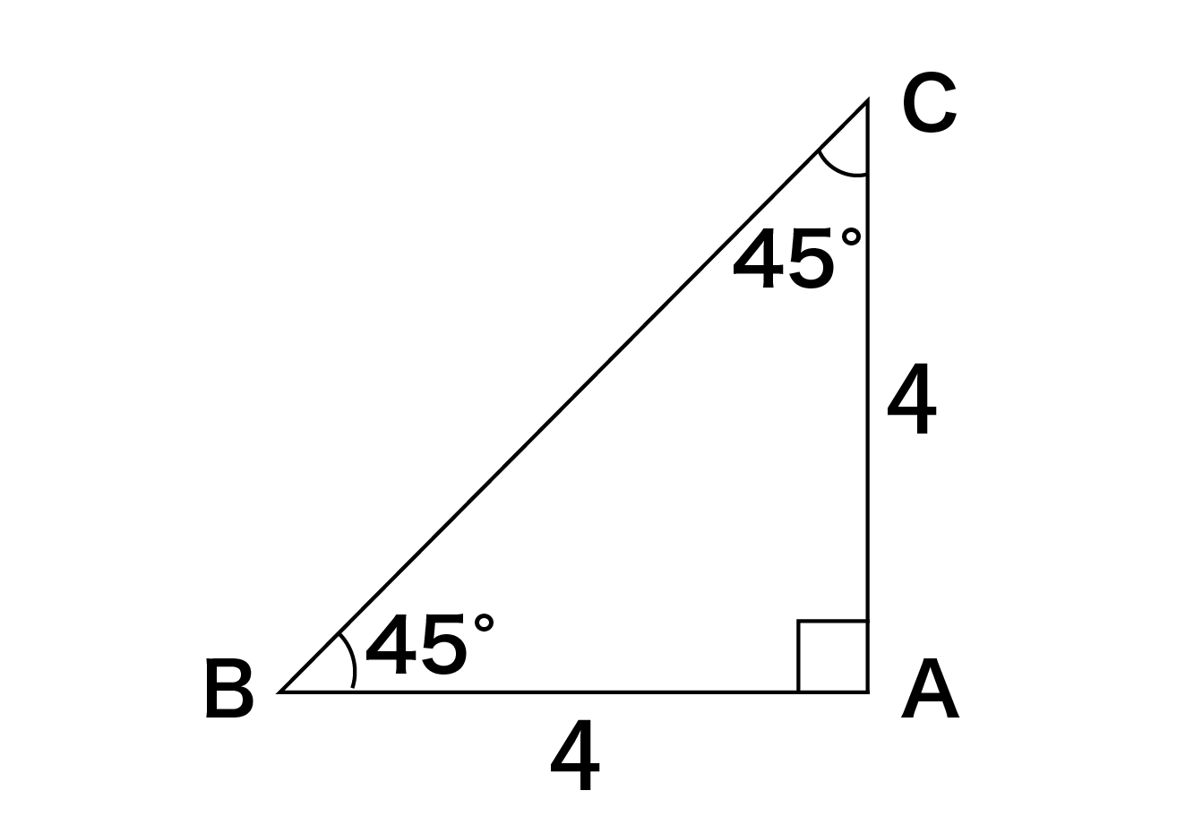 AB=4の直角二等辺三角形