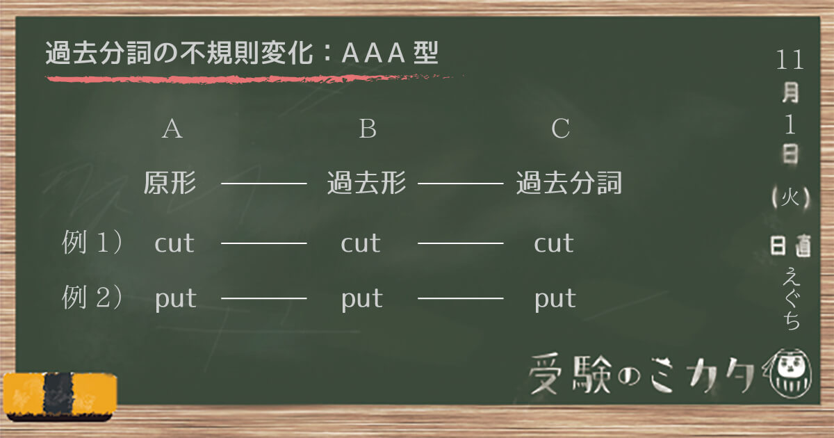 過去分詞の不規則変化の一覧表