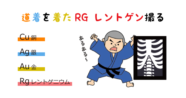 元素記号の語呂合わせ「道着を着たRGレントゲンとる」