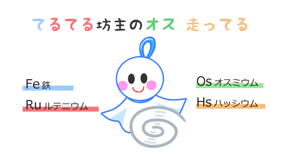 元素記号の語呂合わせ「てるてる坊主のオス走ってる」
