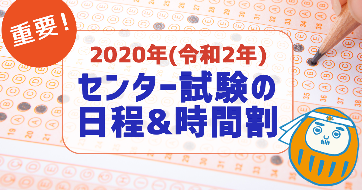 2020年(令和2年)センター試験の日程と時間割