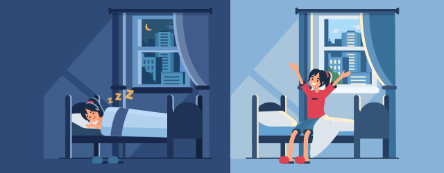 きちんと睡眠をとった人の画像