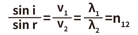 sinⅈ/sinr =v_1/v_2 =λ_1/λ_2 =n_12