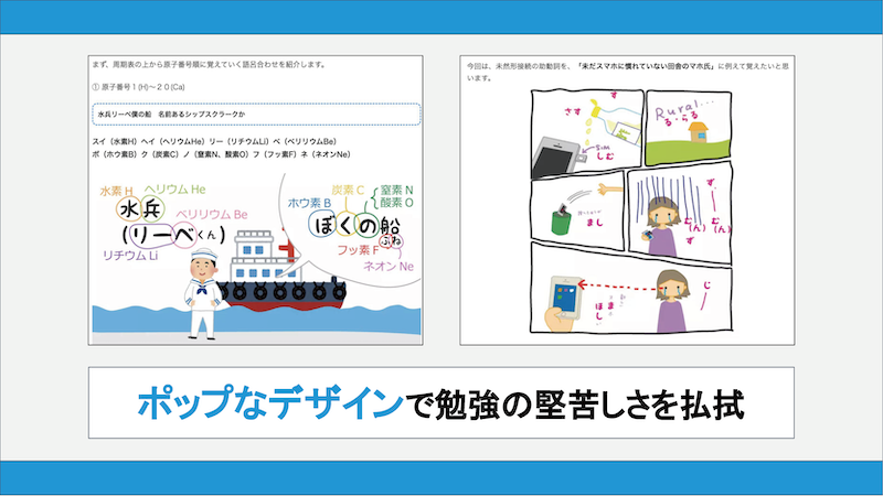 ポップなデザインを用いて解説